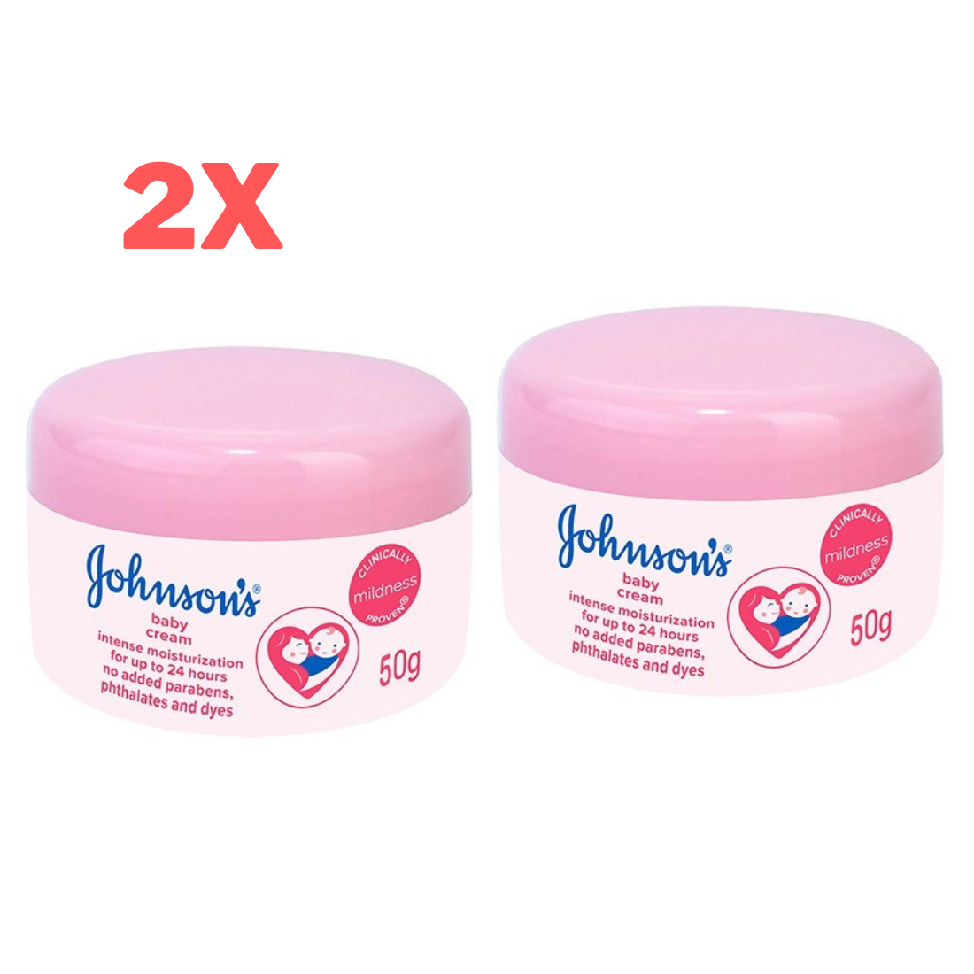 2x Johnson's Baby Cream for Body Face Moisturizing Nourish Mild Gentle Skin 50g