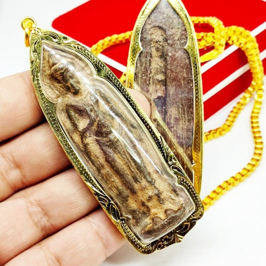 Phra Ruang Lung Rang Puen Pendant Thai Buddha Amulet Gold Micron Case