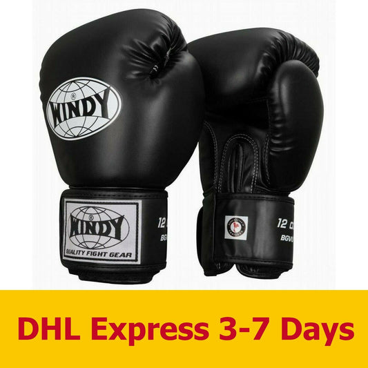 WINDY Black BGVH BOXING GENUINE GLOVES MUAY THAI K1 MMA Martial Art Sporting