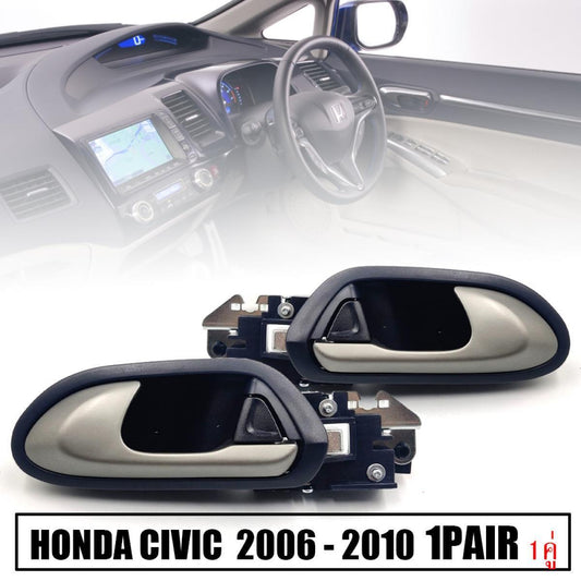 Black Inner Interior Door Handle Front Pair For Honda Civic FD 2006-11 LX Sedan