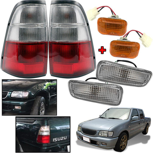 Tail Lamp Clear Red + Side Marker Lamp + Bumper Lamp Set For Isuzu TFR 1998-2003