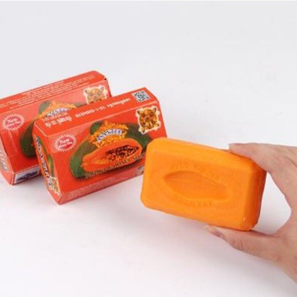12 x125g Asantee Thai Papaya Herbal Honey Soap with Q10, AHA, BHA Skin Whitening