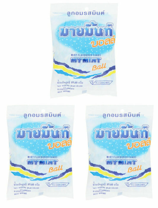 3 x Mymint Ball Mint Flavoured Candy Fresh breath 89.60g
