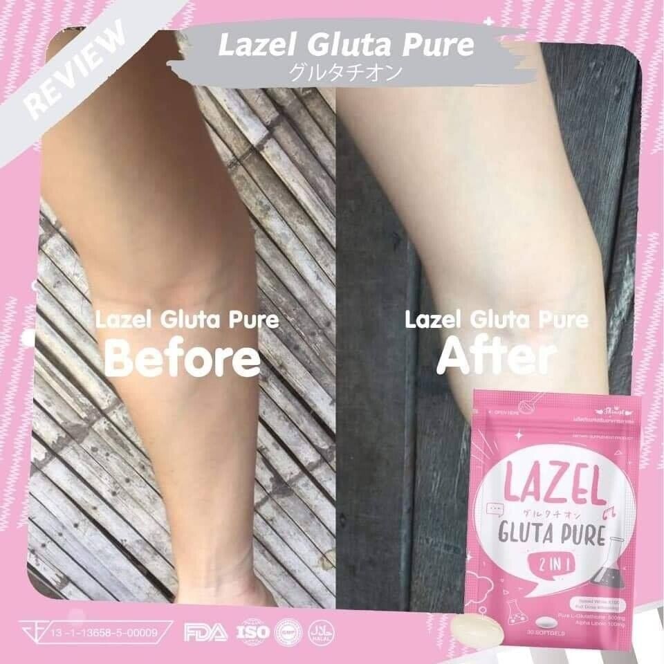 30 Softgels Lazel Supplement Vitamin Skin Care Gluta Pure Whitening Smooth