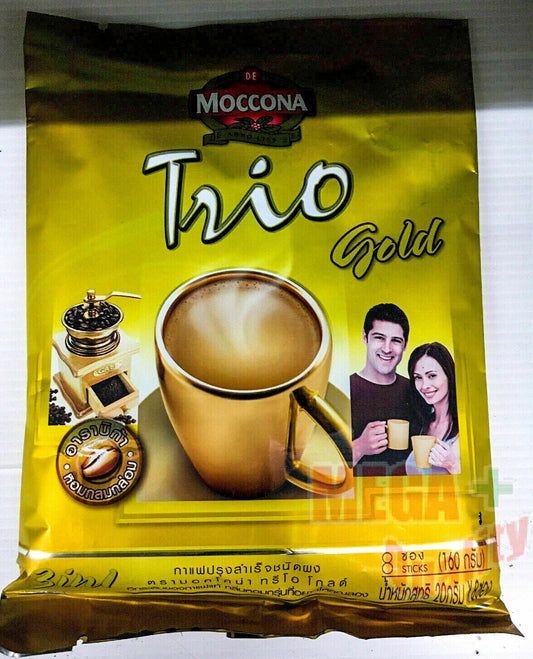 Moccona Trio Gold 3 in 1 Instant Coffee Mixed Arabica 8 Sachets 160g.