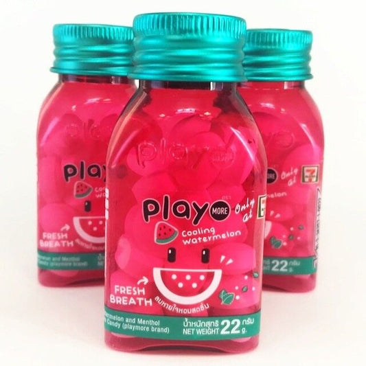 6X PlayMore Candy Watermelon Menthol Cooling Effervescent Breath Refreshing 22g