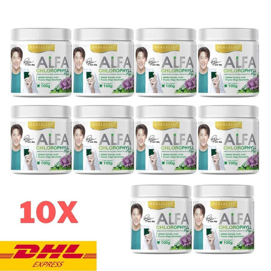 10x Real Elixir Alfa Chlorophyll Plus Natural Fiber Powder Drink Good Skin 100 g