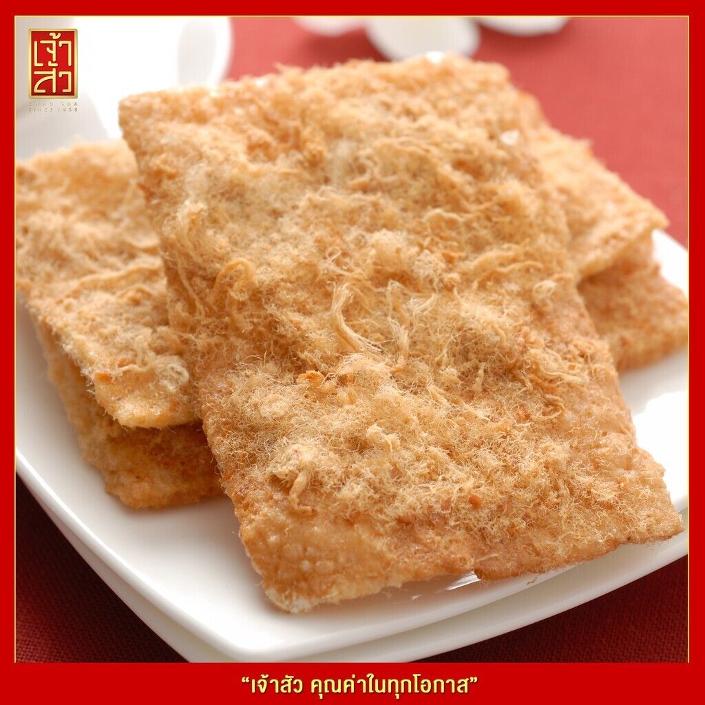 6x JAO SUA Rice Cracker with Spicy Shredded Pork Floss Sweet Chili Thai Food 80g