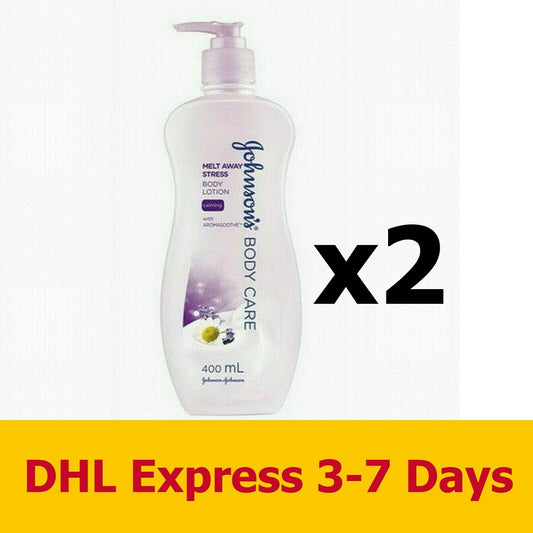 2x400ml Johnson's Body Melt Away Stress Lotion Moisturizers Skin Natural Fresh