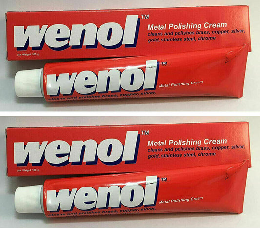 wenol Cream Polish 2 X 100g. WENOL Metal tube Stainless Steel Chrome Brass