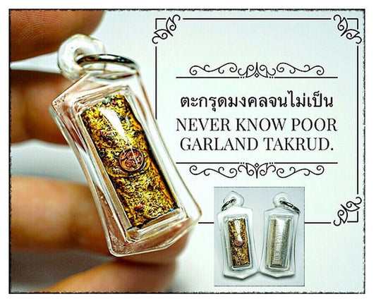 Thai Amulet Never Know Poor Garland Takrud Yant 9 Billionaires By Phra Arjarn O