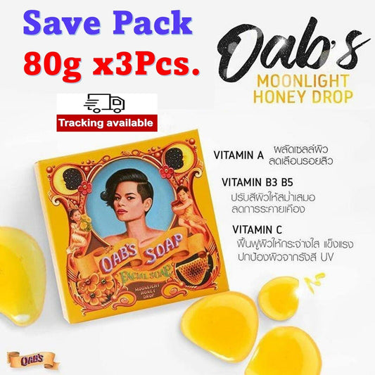 3x Oab's Soap Moonlight Honey Face Wash Soap Aura Radiant Smooth Skin 80g
