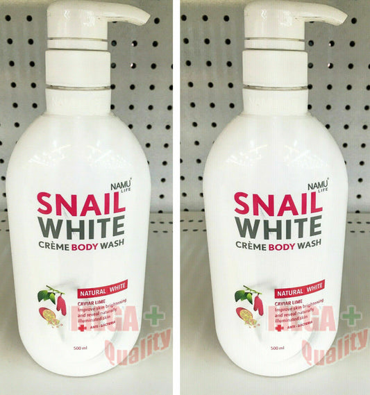 2 x 500ml Snailwhite CREME Shower BODY Cream NATURAL Pump Head