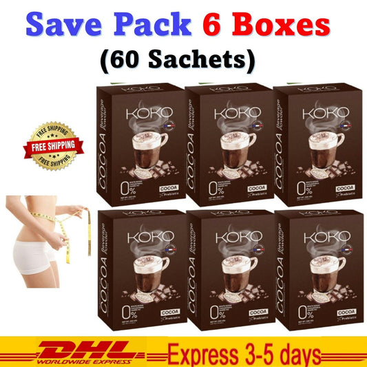 6x KOKO Cocoa Instant Mix Powder Drink Prebiotic Slimming Weight Control Hunger