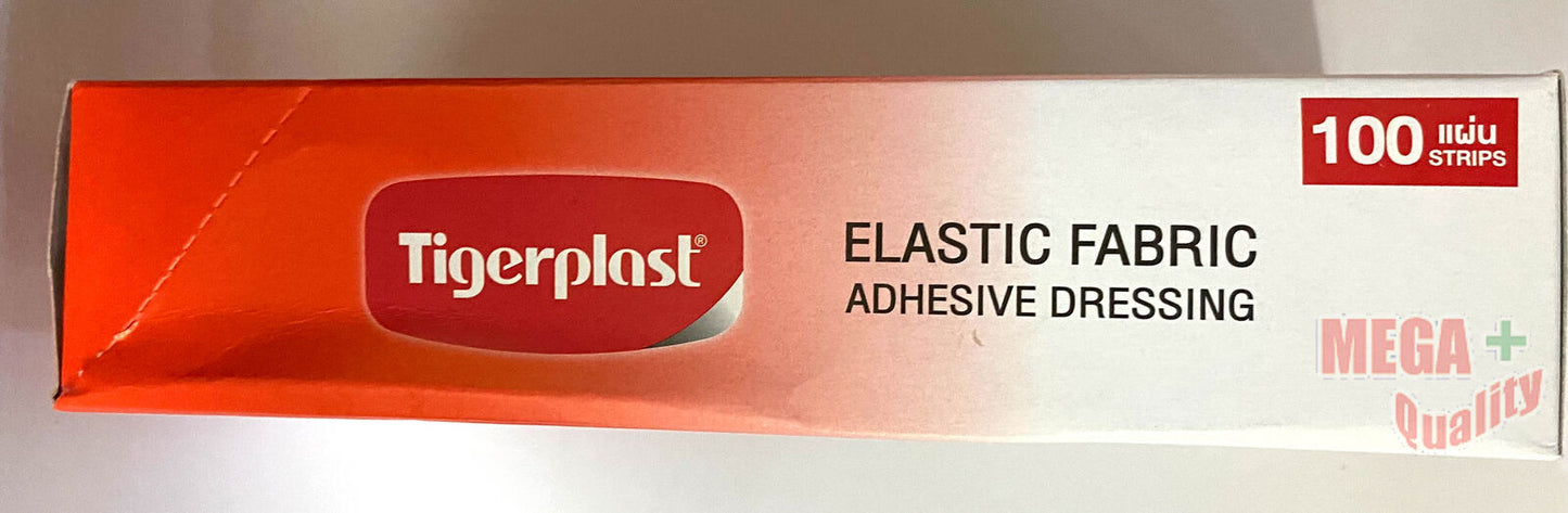 2 x Tigerplast 100 Strips Elastic Fabric Adhesive Dressings Pad Medicated