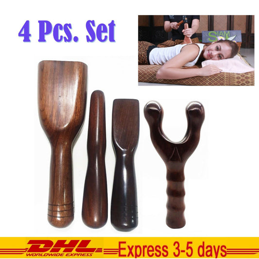 Set of 4 TOK-SEN Hammer Massage Tool Wooden Tool Therapy Thai Tok-Sen