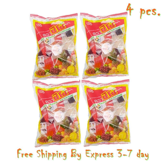 Pipo Jelly Fruit Variety Flavored Dessert Apple Orange Grape Strawberry 4 pcs