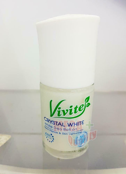VIVITE CRYSTAL WHITE DEODORANT ROLL ON NANO PEPTIDE + SKIN LIGHTENING 48H 25ML