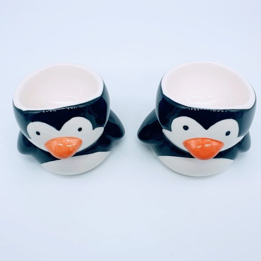 Penguin Egg Cup Holders Ceramic Holder Collectible Animal (Set 2)
