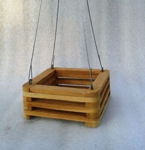 New 6" Wood Square Slat Vanda Orchid Basket Planters Hanging + with Hooks
