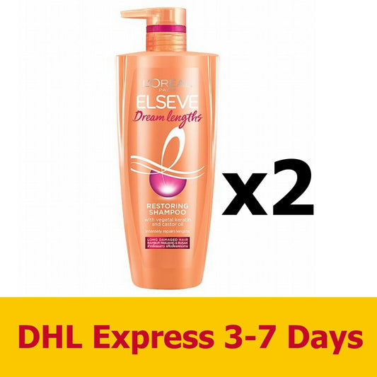 2x620ml Loreal Elseve Dream Lengths Restoring Shampoo for Long, Damaged Hair