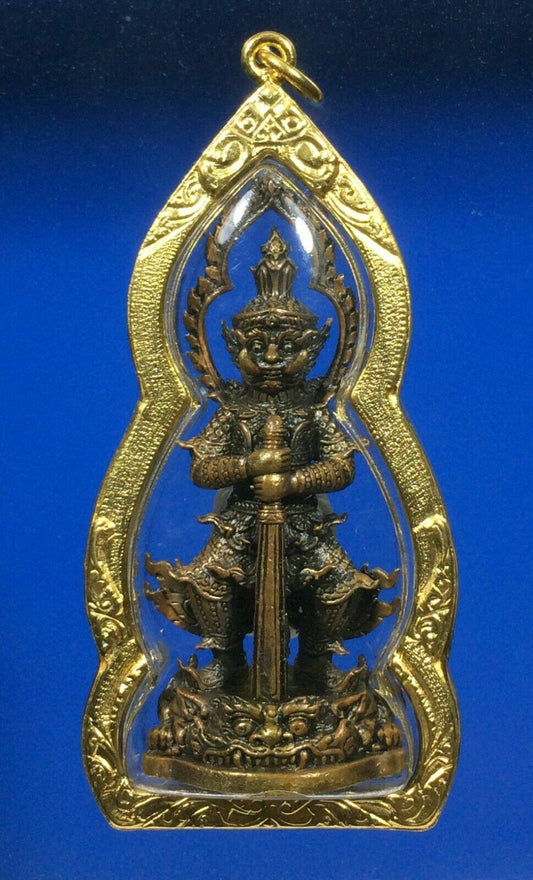 Wessuwan Giant God LP Wan Gold Micron Talisman Case Pendant Thai Buddha Amulet