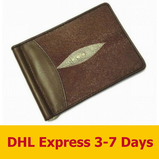 Brown Genuine Stingray Accessories Skin Leather Bifold Money Clip Men Wallets