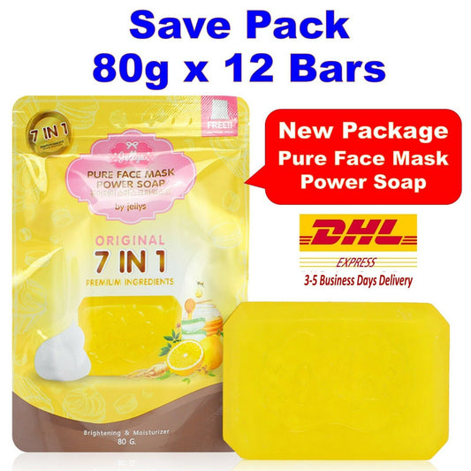 12x Pure Face Mask Power Soap Bar By Jellys Original With Collagen Vitamin C 80g