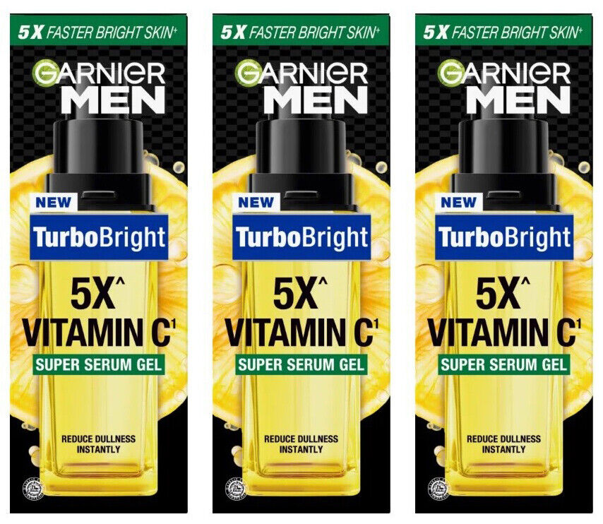 2 x GARNIER Men Turbo Bright Spotless Serum Shine Control Whitening Face 40 ml.