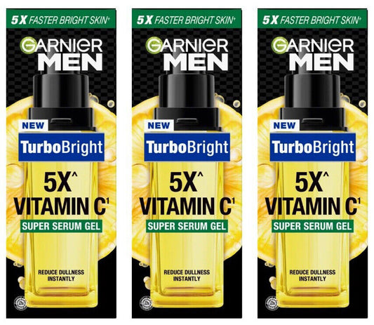 2 x GARNIER Men Turbo Bright Spotless Serum Shine Control Whitening Face 40 ml.