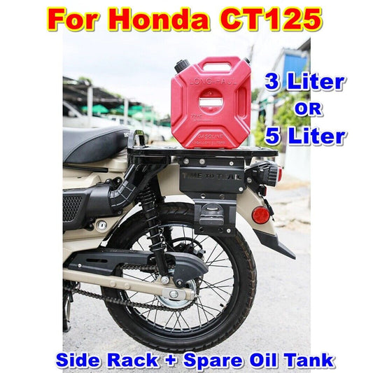 RT5 Side Rack + Spare Oil Tank Fuel For Honda Ct125 Motorcycle Petrol Gas 3L 5L