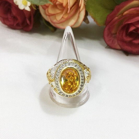 Naga Ring Yellow Gold Plated Gemstone Dragon Thai Buddha Amulet Jewelry size 8