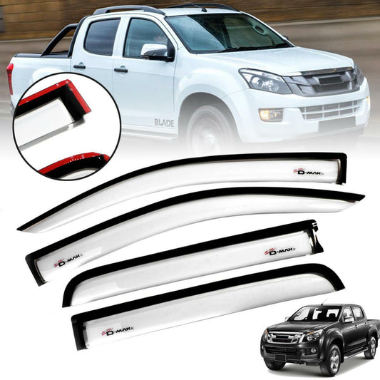 Sun Visor Wind Deflector Weather Guard White Isuzu Dmax D-max 4 Doors 2012-15