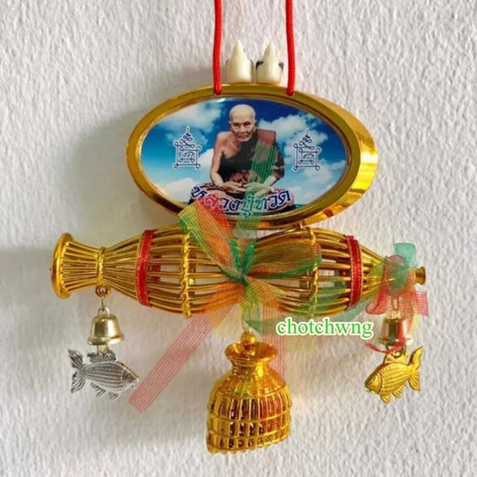 Saithong Picture Phra Amulet LP Tuad Hanging Talisman Lucky Protect Thai Buddha