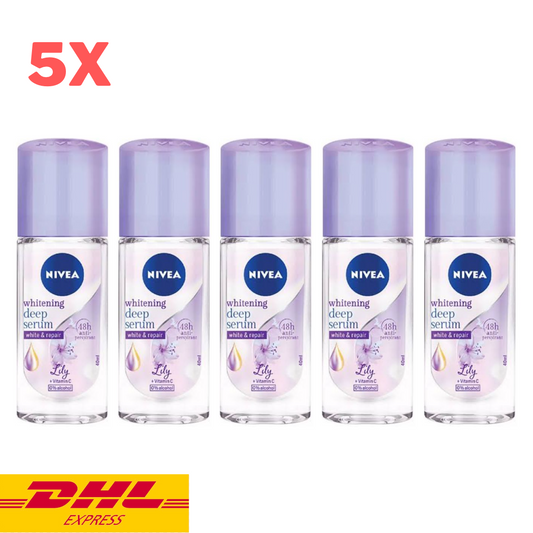 5x NIVEA Whitening Deep Serum Roll On Lily Deodorant Repair Anti-perspirant 40ml