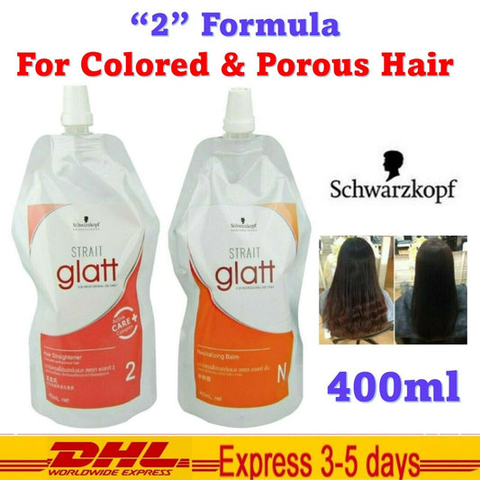 Set No 2 Schwarzkopf Glatt Hair Straightener Rebonding Straightening Cream 400ml