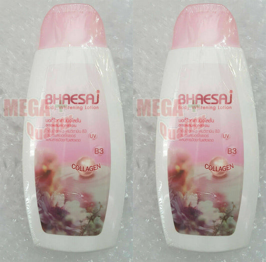 2 x Bhaesaj Body Whitening Lightening Lotion Collagen Vit B3 Moisturizer 150 ml.