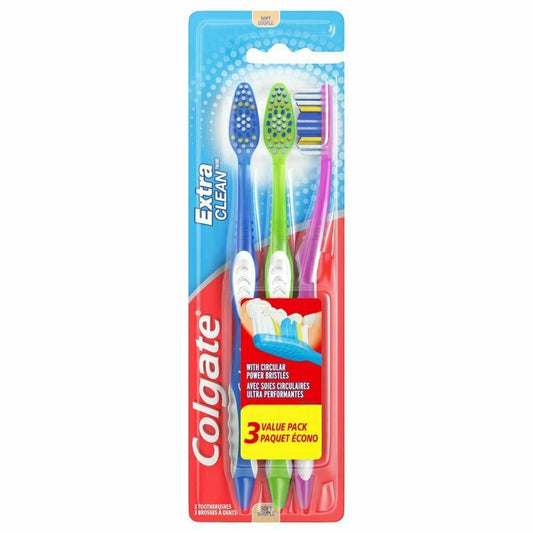 Colgate 3 Pcs. Toothbrush Extra Clean Full Head Firm Brushes Soft