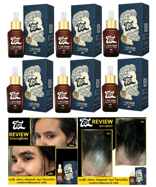 6x T-Ser Serum Growth Hair Eyebrows Mustache Beard Nourish Thicker Natural 100%