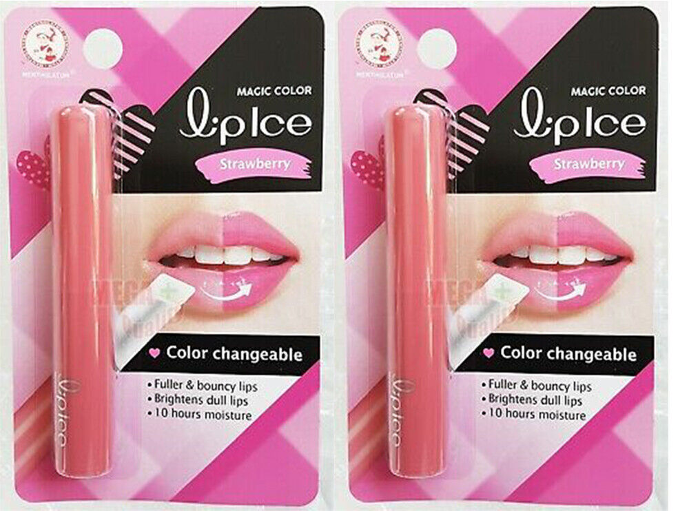 2 x MENTHOLATUM Lip Ice Sheer color Strawberry Lip Moisturizer 2g