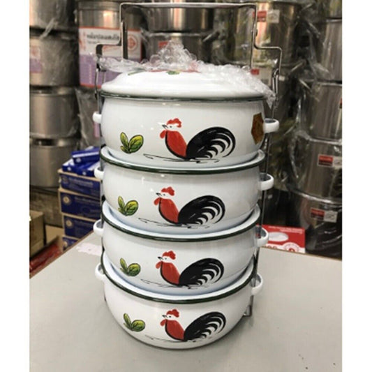 Thai Traditional Enamelware Penquin Brand Lampang Chicken Food Lunch Container