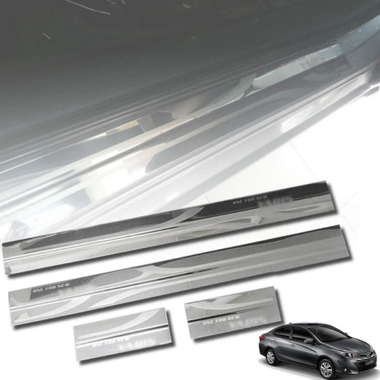 Scuff Plate Step Sill For Toyota Yaris Ativ Vios 2017-2020 Sedan Chrome Trim