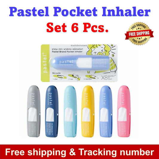 6x PASTEL POCKET Inhaler Aromatic Menthol Essential Oils Thai Remedy Traditional