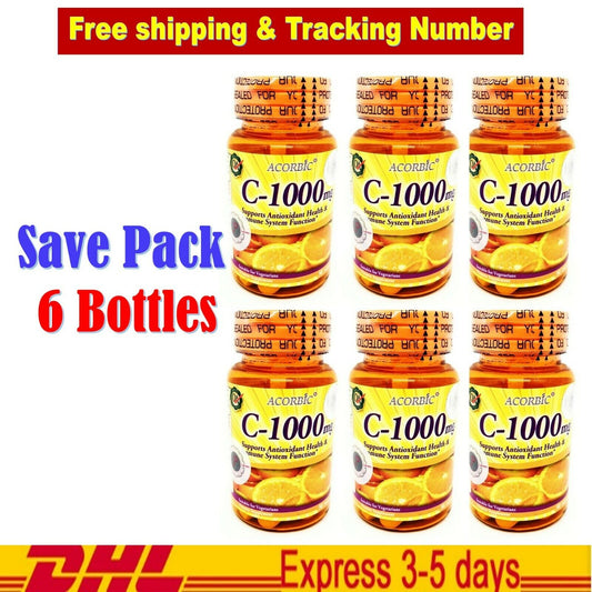 6x Authentic Acorbic Vitamin C1000mg Strengthen Body's Immunity Brighten Skin