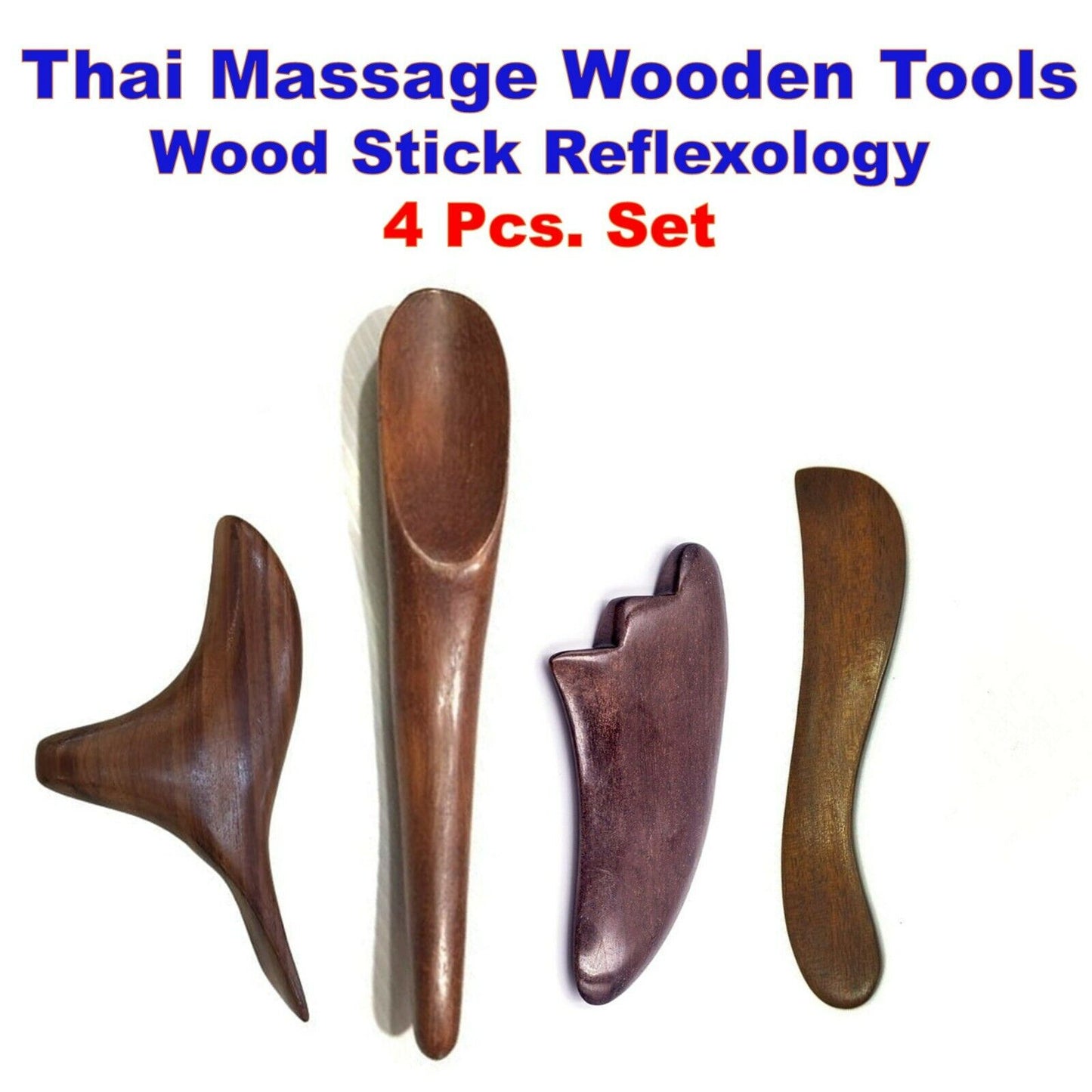 Thai Massage Wooden Tools Foot Body Face Therapy Spa Reflexology Wood Stick Set