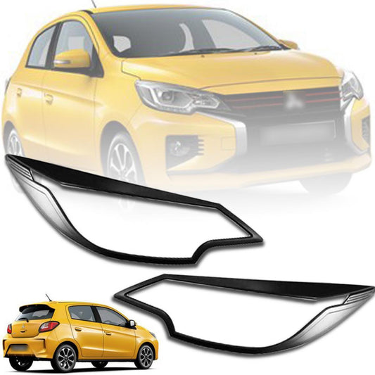 Cover Head Lamp Front Light Black For Mitsubishi Mirage Hatchback 2020 2021