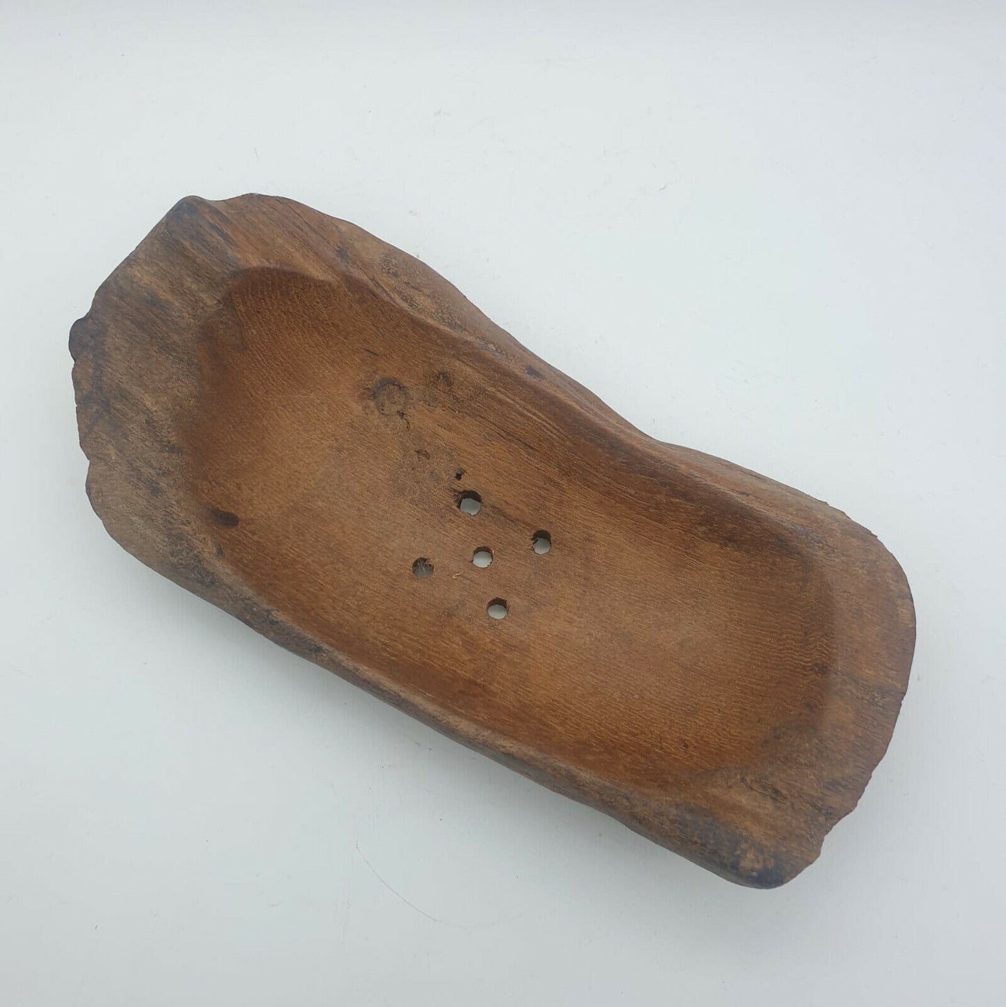 Hand Carved Wood Teak Wooden Bowl Box Natural Fruit Soap Dish Vintage