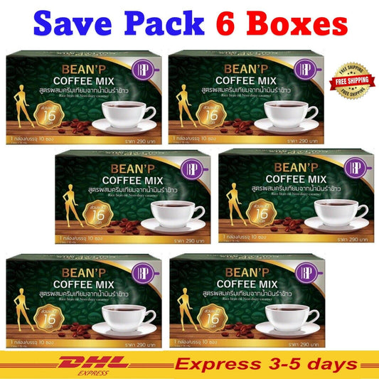 6x Bean P Instant Coffee Drink Mixed Rice Bran Oil Creamer Beauty Shape Diet