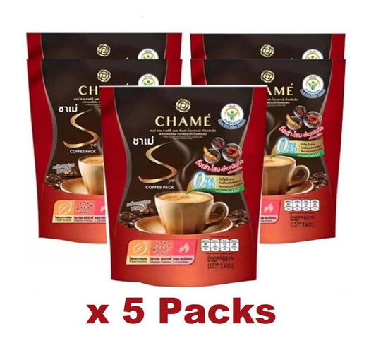 5x CHAME Sye Coffee Pack Cordyceps Korean Ginseng High Fiber Vitamins Burn Slim