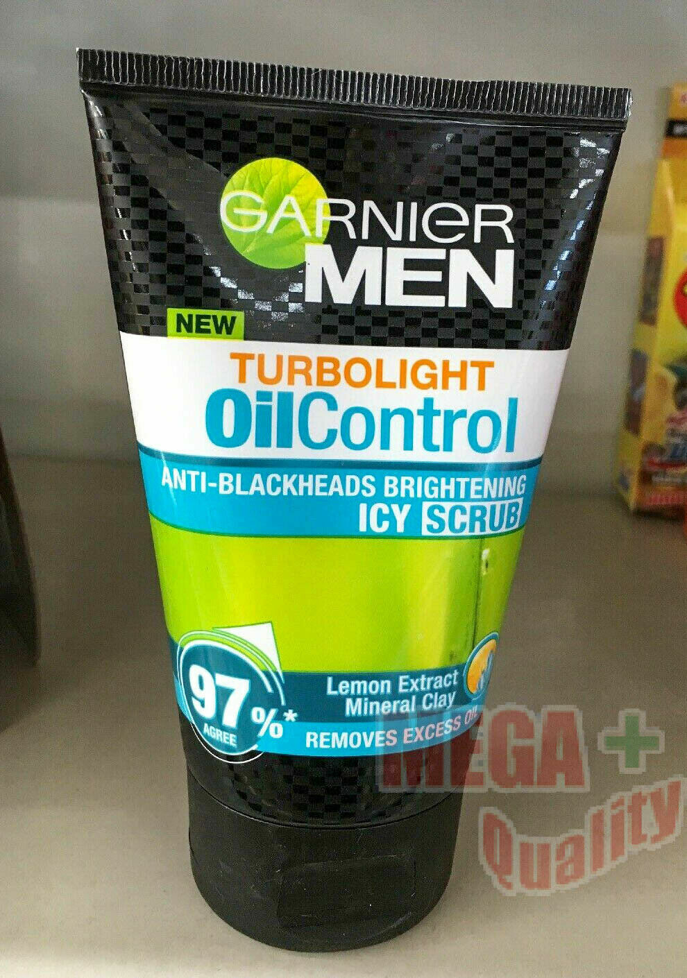 4 x Garnier Men Turbo Light Oil Control Icy Scrub Facial Foam 100ml Face Wash